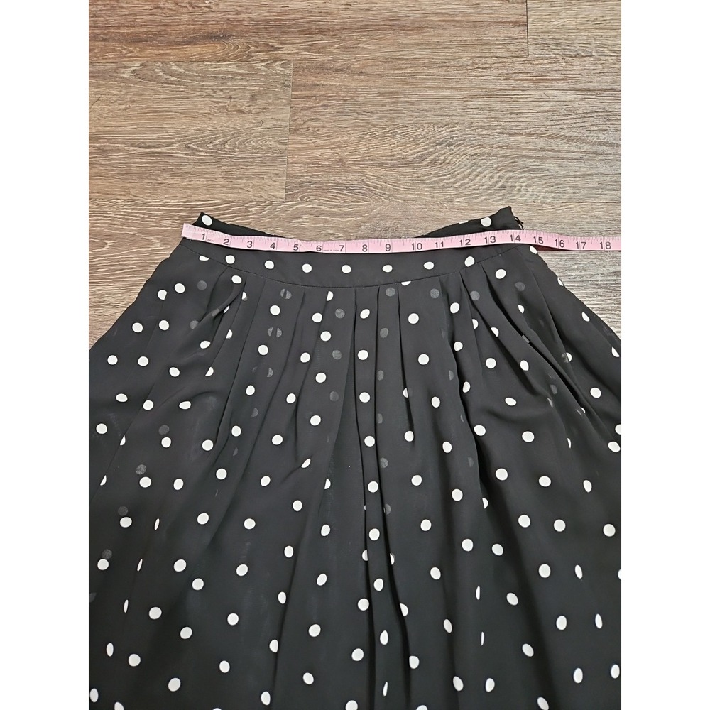 Worthington Women's Petite Size 6 Black Polka Dot pleated midi skirt, - Picture 3 of 8